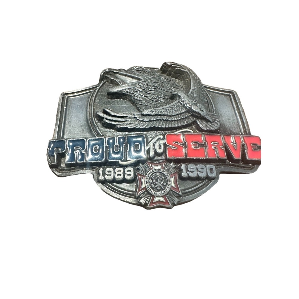 VINTAGE Pewter Veteran Siskiyou Belt Buckle 1989 To 1990 Proud To Have Served